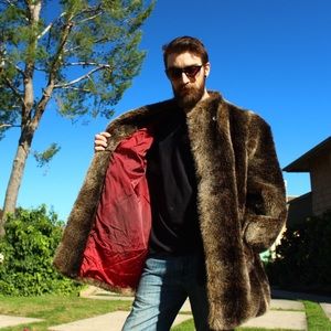 Red Lined Faux Fur Trench Coat